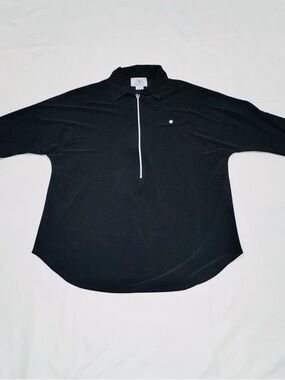 Women's Black Adaptive Zip-Front Top With Deep Armhole WiderSleeve Self-Dressing